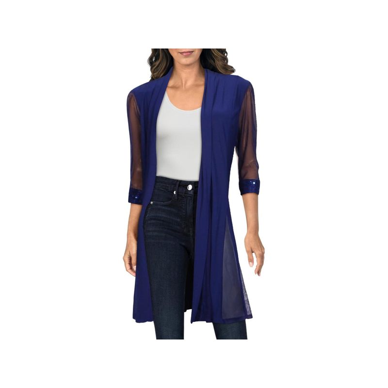 R&M Richards Woman Womens Blue 3/4 Sleeve Open Front Cardigan Plus 22w